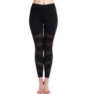 PHOTNO Women&#039;s Mesh Panels Stretchy Workout Sports Gym Yoga Leggings Ninth Yoga Pants N13