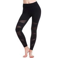 PHOTNO Women&#039;s Mesh Panels Stretchy Workout Sports Gym Yoga Leggings Ninth Yoga Pants N14