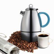 Minos Moka Pot Espresso Maker &nbsp;- 6 cup - 10 fl oz - Stainless Steel and Silicon Handle - Suitable for Gas, Electric... N6