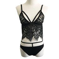 1Set Sexy Lingerie，Beautyvan Comfortable Hollow Translucent Underwear Sheer Lace Frenum Strap Lingerie Bra (XL... N9