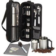 Picnic at Ascot - Deluxe Vienna Travel Coffee Tote for 2 Including Stainless Vacuum Flask, Cups, Creamer and Teaspoons N4