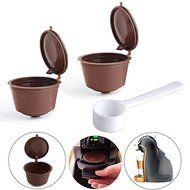 2 pcs Compatible Reusable Coffee Capsules Coffee Filters + Coffee Spoon N5