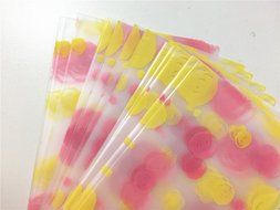 Derker 100 PCS Cellophane Treat Bag,Flat Cello,Polka Dot Colorful Bubble Gift Candy Bakery Cello Value Pack Supplies... N7