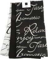 Rayware Script Pack Of 3 Tea Towels Black/White