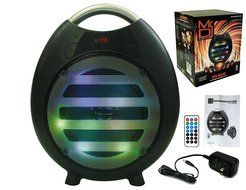 Mr. Dj PPS65LED Portable Speaker FM Radio Built-In Bluetooth USB/Mini SD Slot MP3 Player w/ Rechargeable Battery N3