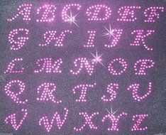 Alphabet Letter Sheet 1.5 Inch Fancy Small Pink Iron-On Rhinestone Crystal Tshirt Transfer Patch
