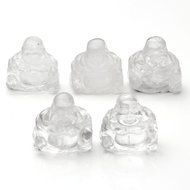 JOVIVI 1pc Natural Carved Gemstones Happy Buddha Figurine Statue 1.2&#039;&#039; Room Decoration, with Gift Box (Rose Quartz) N29