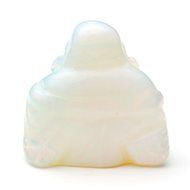 JOVIVI 1pc Natural Carved Gemstones Happy Buddha Figurine Statue 1.2&#039;&#039; Room Decoration, with Gift Box (Rose Quartz) N31