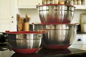 Taggart Essentials 3 Piece Stainless Steel Mixing Bowl Set with Lids, Non Slip Silicone Bottoms N3
