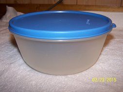 Tupperware Modular Medium Bowl 6 1/4cup Orange Peel Sheer with Country Blue Seal N2