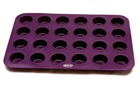 Premium 24 Cup Mini Muffin Pan (Deep Plum) Non Stick Bakeware with BONUS RECIPE E-BOOKLET- 100% Silicone Baking... N10