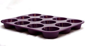 Premium 24 Cup Mini Muffin Pan (Deep Plum) Non Stick Bakeware with BONUS RECIPE E-BOOKLET- 100% Silicone Baking... N12