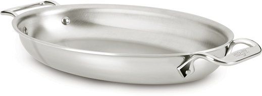 All-Clad 4612 Stainless Steel Tri-Ply Bonded Dishwasher Safe Oval Au Gratin Pan / Cookware, Silver