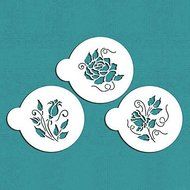 Y&amp;XL&amp;H Roses are Red Cookie Stencil,Floral Cake Stencil,Rose Fondant Stencil Tool,Tool kit Cake Decorating, N5