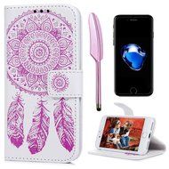 iPhone 7 Case (4.7 inch) - Wallet Folio Flip Embossed Campanula PU Leather Case with Stand Card Slots Slim Fit... N17