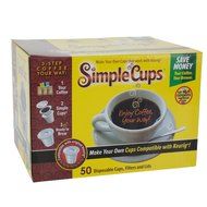 Disposable Cups for Use in Keurig Brewers - Simple Cups - 50 Cups, Lids, and Filters - Use Your Own Coffee in... N3