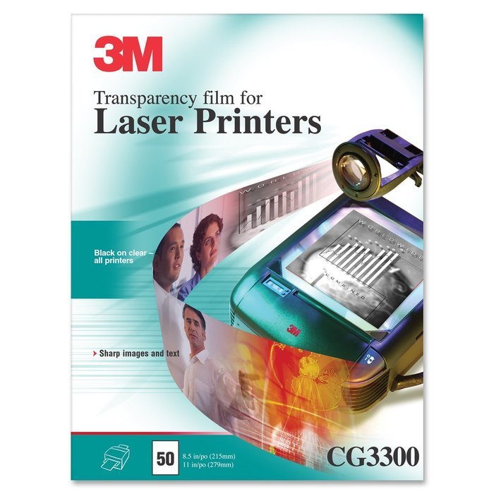 3M Products - 3M - Black & White Laser Printer Transparency Film, Clear, Letter, 50/Box - Sold As 1 Box - Create...