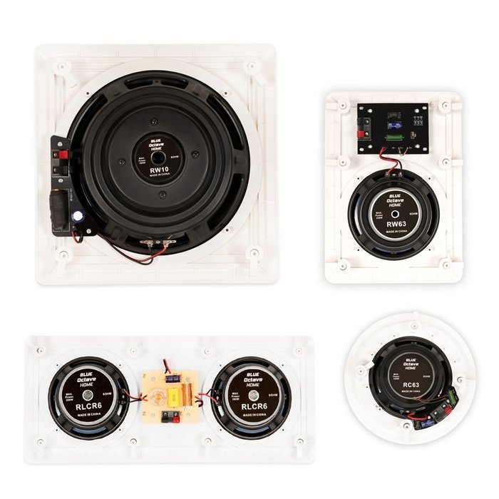 Blue Octave In Wall and In Ceiling 7.2 Home Theater 6.5" Speaker Set New 2800 Watts RHT637 N2