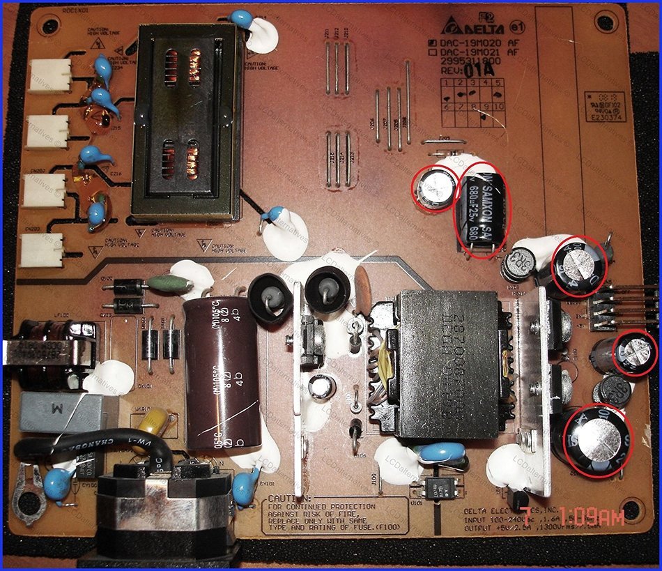 Repair Kit, Westinghouse L2210NW, LCD Monitor, Capacitors, Not the Entire Board