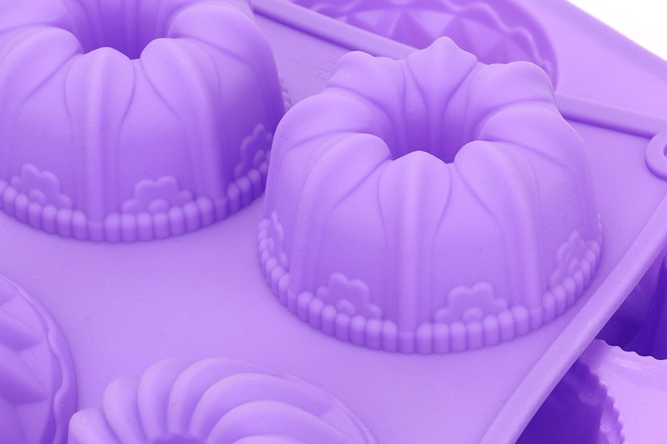 Bekith 6 Cavity Silicone Fancy Bundt Cake, Muffin Cups, Coffee Cake, Cupcake, Brownie and Cornbread Mold, Set... N3
