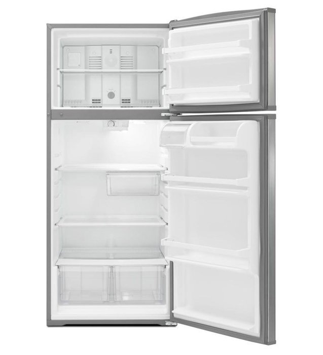 Monochromatic Stainless Steel Whirlpool 28" Wide Top-freezer REF... N6
