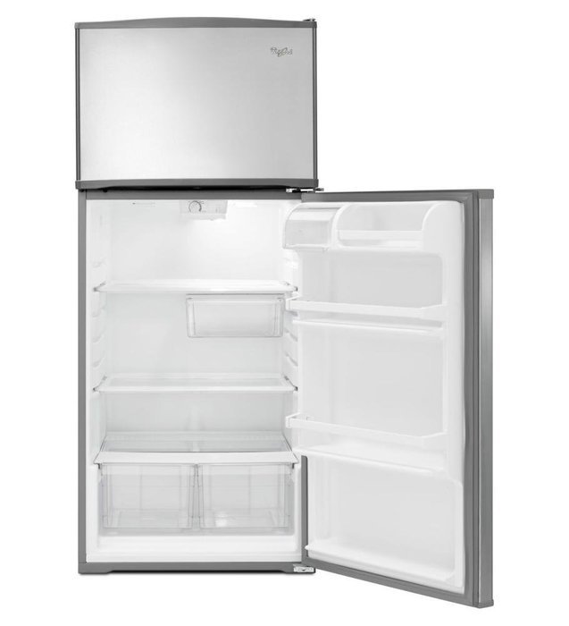 Monochromatic Stainless Steel Whirlpool 28" Wide Top-freezer REF... N7