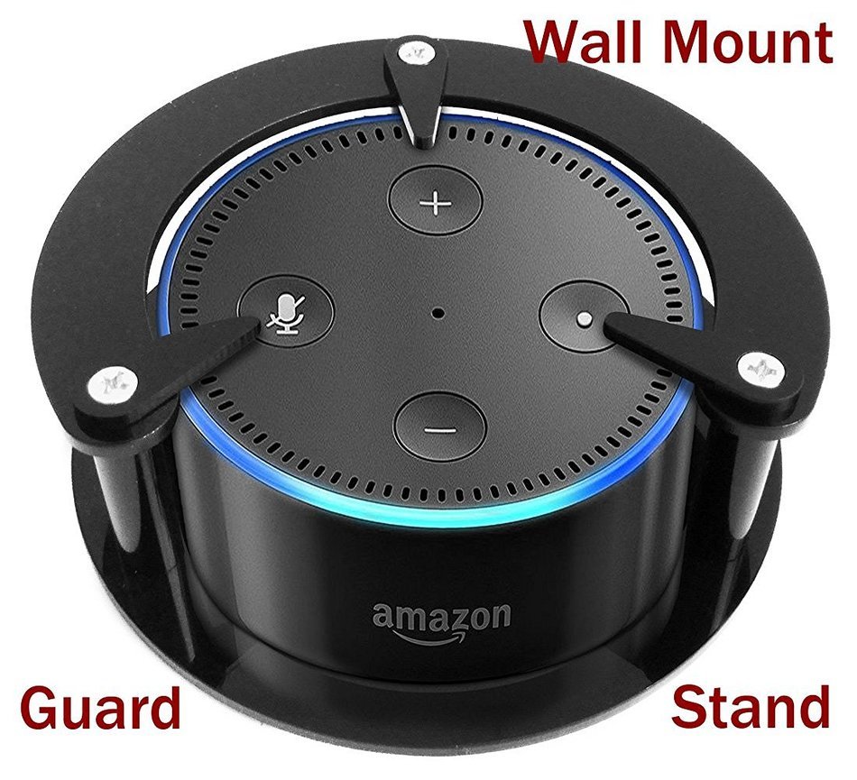 FitSand (TM) Speaker Stand Guard Holder Wall Mount for Echo Dot - Enhanced Strength and Stability (Black) N3