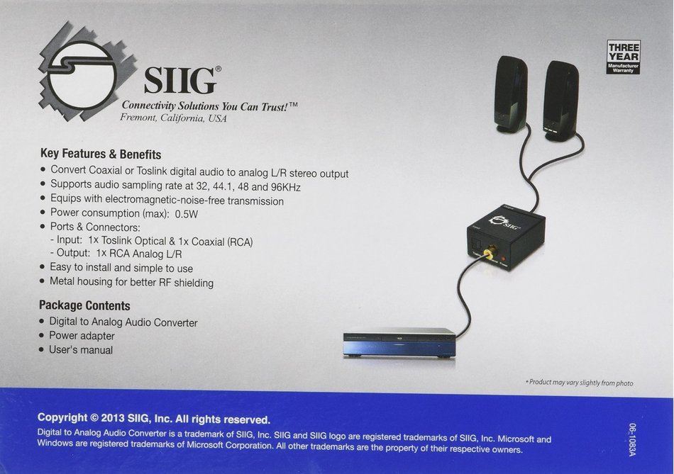 SIIG Digital to Analog Audio Converter (CE-CV0011-S1)