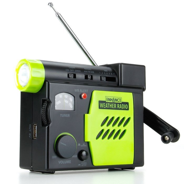 ENHANCE Emergency Radio with Hand Crank , USB Charging , Flashlight and AM/FM/WB Modes - Perfect for Earthquakes... N4