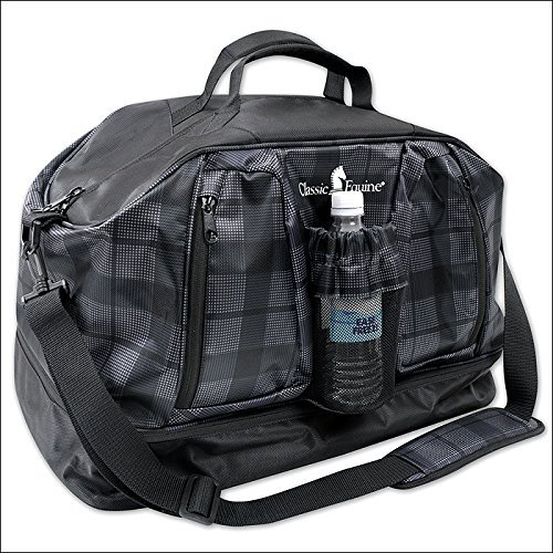 20 INCH x 13 INCH x 13 INCH CLASSIC EQUINE WEEKEND DUFFLEL PLAID BLACK