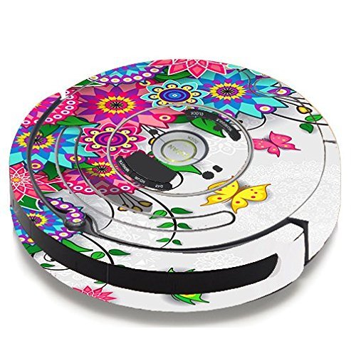 Skin Decal Vinyl Wrap For IRobot Roomba 650 655 Vacuum / Flowers Colorful Design