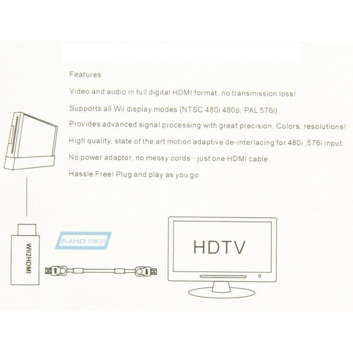COOLEAD New Wii To HDMI Upscaling Converter Adapter with 3.5mm Audio Output N5