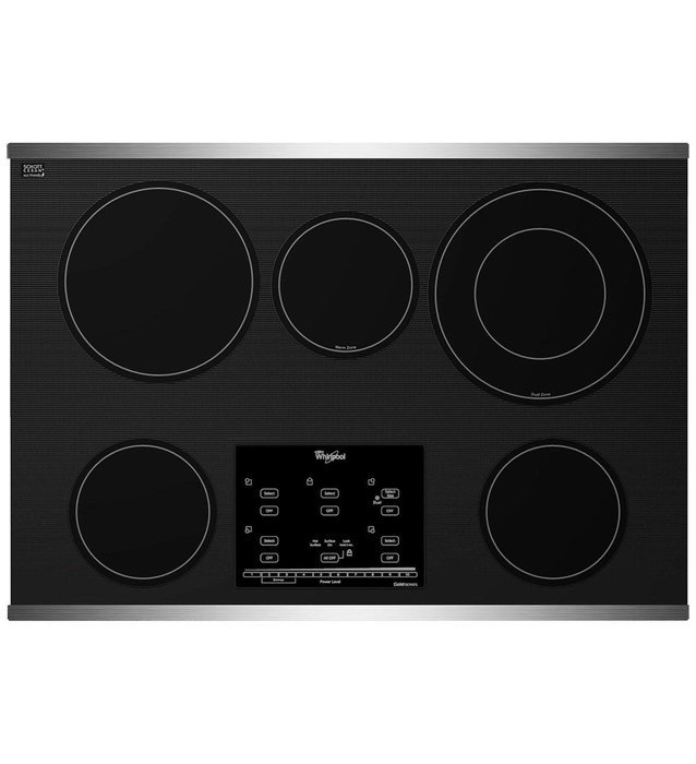 Whirlpool Gold G9CE3065XB 30 Smoothtop Electric Cooktop, 5 Elements, Tap Touch Controls, Black N3