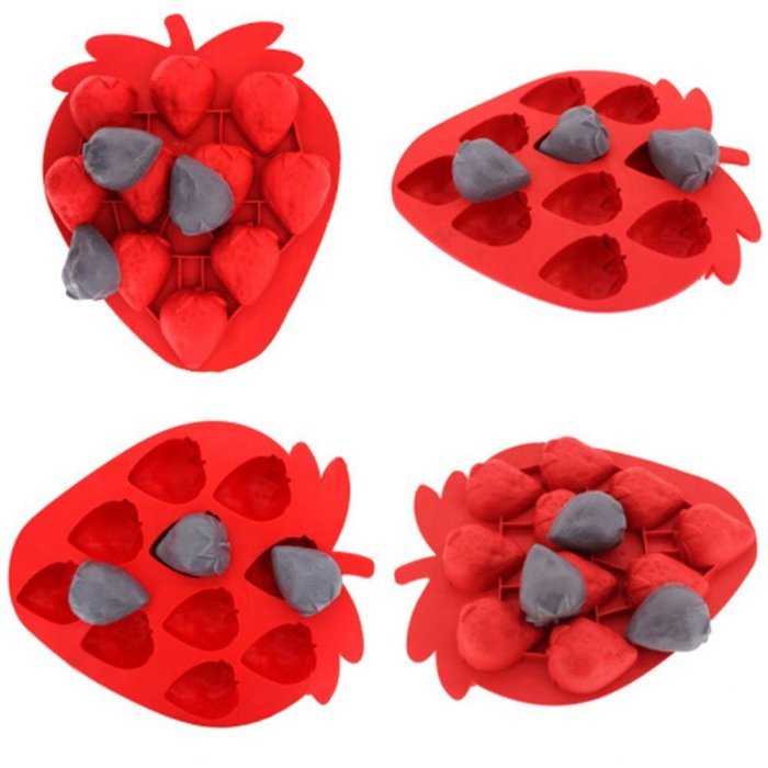 NEW Strawberry Ice Cube Pan Tray Jello Pudding Mould Hard Silicone Mold Makes 10 by DarrellsWorld N2