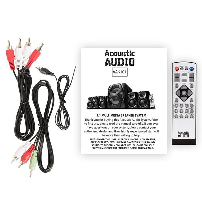 Acoustic Audio AA6101 Home Theater 5.1 Powered Bluetooth Speaker System with FM Tuner N3