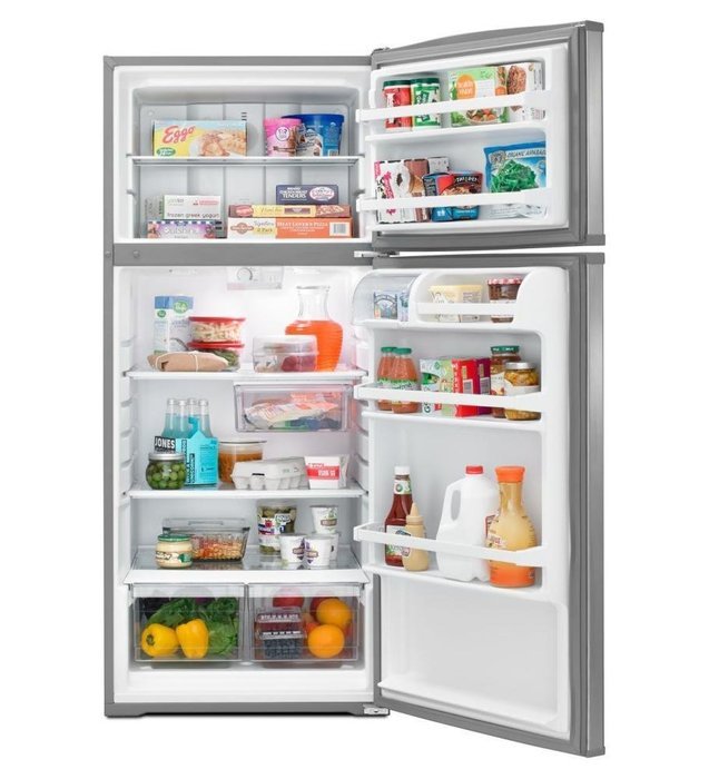 Monochromatic Stainless Steel Whirlpool 28" Wide Top-freezer REF... N9