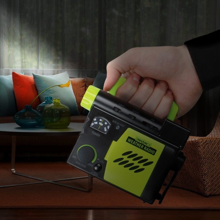 ENHANCE Emergency Radio with Hand Crank , USB Charging , Flashlight and AM/FM/WB Modes - Perfect for Earthquakes... N6