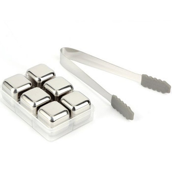 Stainless Steel Whiskey Stones Set of 8 with Plastic Storage Box Reusable Ice Cubes