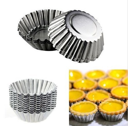 5 Sizes Egg Tart Set Aluminum Cupcake Cake Cookie Lined Mould Tin Baking Tool (10Pcs 7cm.)