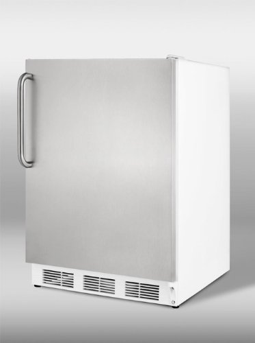 Summit CT66JSSTBADA: ADA compliant refrigerator-freezer for freestanding use, with white cabinet, stainless steel... N2