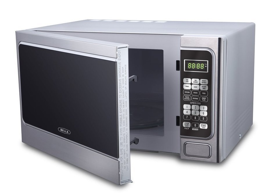Bella BMO11ABTBKC 1000W Family-Sized Digital Microwave Oven, 1.1 cu. ft., Stainless Steel and Black N9
