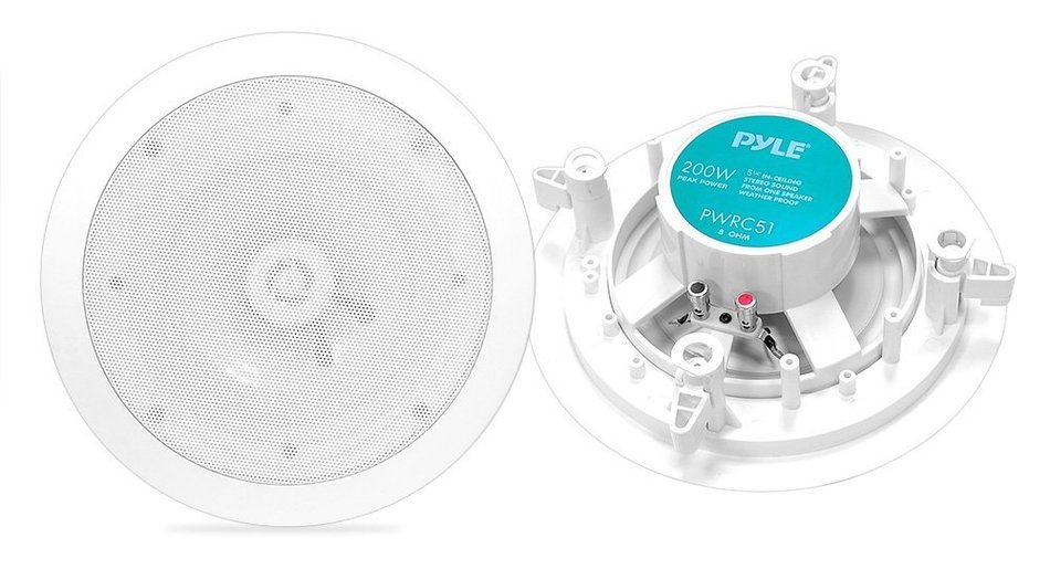 Pyle Home PWRC52 5.25-Inch Weather Proof 2-Way In-Ceiling / In-Wall Stereo Speaker (Single Speaker) N6