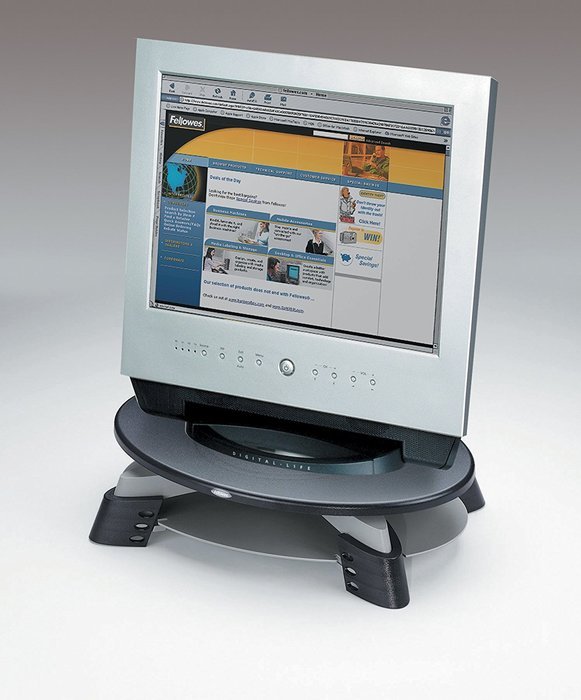 Fellowes(R) LCD Monitor Riser, Translucent Graphite Top With Platinum Base N4