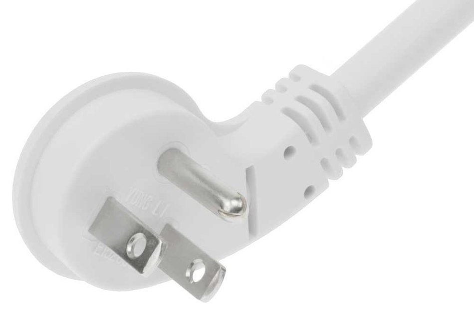 SF Cable, 2ft Ultra Low Profile Angle NEMA 5-15P to 5-15R with 24 inches 16/3 AWG SJT N7