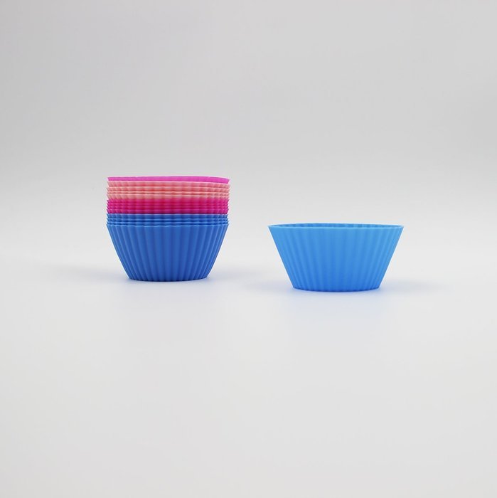Baking Reusable Silicone Cupcake Muffin Dessert Cups Liners Molds Sets -- 7cm, Random Color (24/Pack) (24, 7cm)