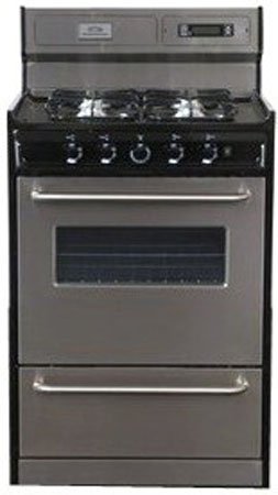 Summit Appliances TNM63027BFKWY 24 Inch Gas Range With Electronic Ignition - Stainless Steel And Black