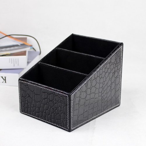 I-Mart PU Leather Remote control/controller TV Guide/mail/CD organizer/caddy/holder with (Crocodile Leather Black)