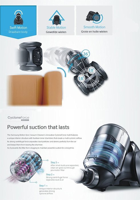 Samsung Bagless Vacuum Cleaner VC77F80LNCC/800W/Motion Sync/Dust Sensor/220V N6