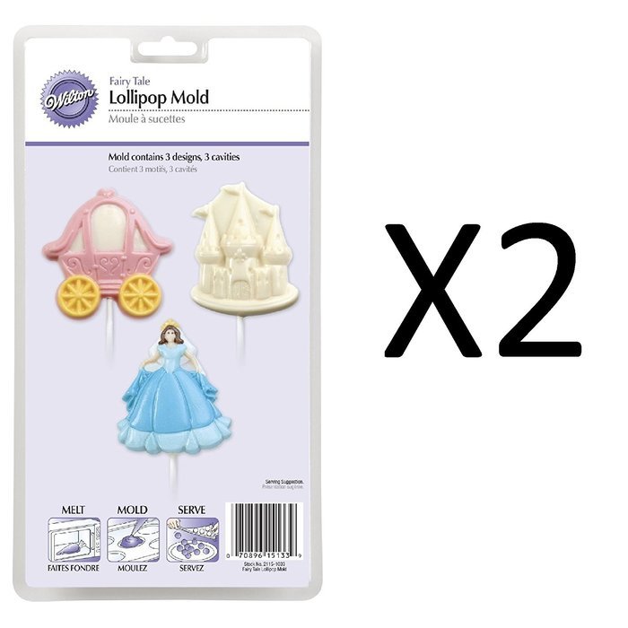 Wilton Princess Party Fairy Tale Lollipop Mold Candy Supplies 2115-1033 (2-Pack)