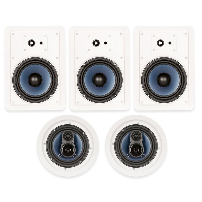 Blue Octave RH-635 In Wall and In Ceiling 6.5" Speakers Home Theater Surround Sound 5 Speaker Set N2